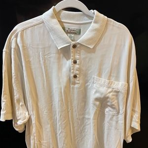 Vintage Tommy Bahama Cuffed Sleeve Silk Polo Shirt — Mens XL
